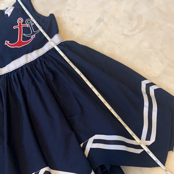 Savannah 6X Navy Blue Nautical Dress Handkerchief Hem EUC - Picture 8 of 13